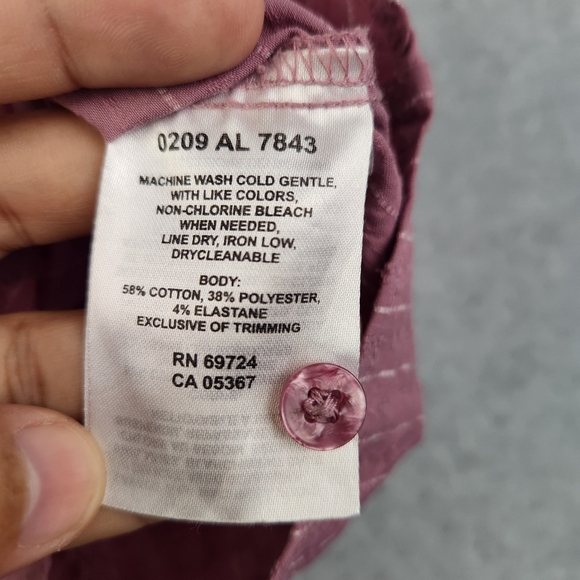 Columbia Womens Size XL Mauve Purple Stripe Short Sleeve Collared Button Shirt - Picture 5 of 10